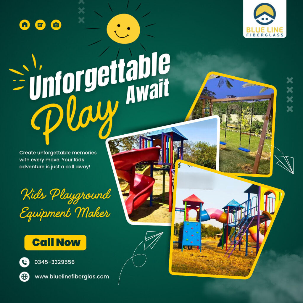 Kids Playground Equipments Swing Slide Monkey Bar Jungle Gym Blue Line Fiberglass Karachi Pakistan