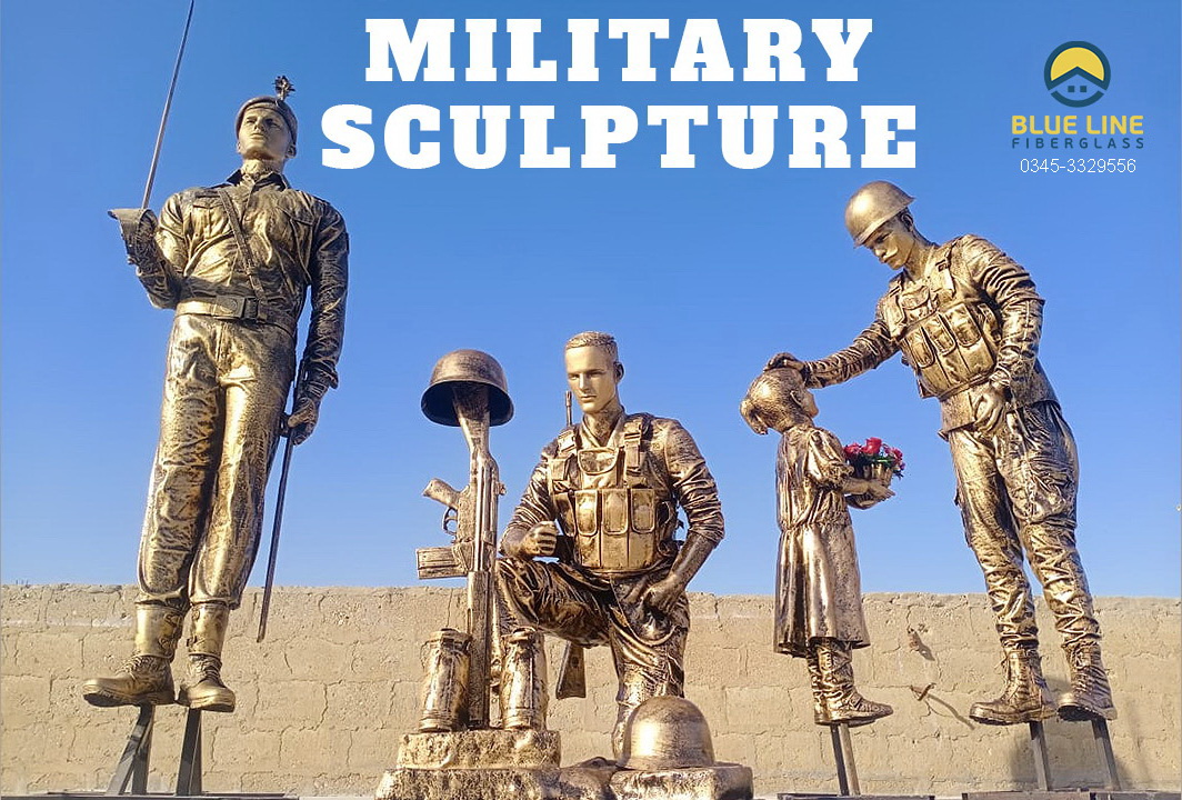 Pakistan Military Soldier Sculpture Statue Blue Line Fiberglass Karachi Pakistan 2