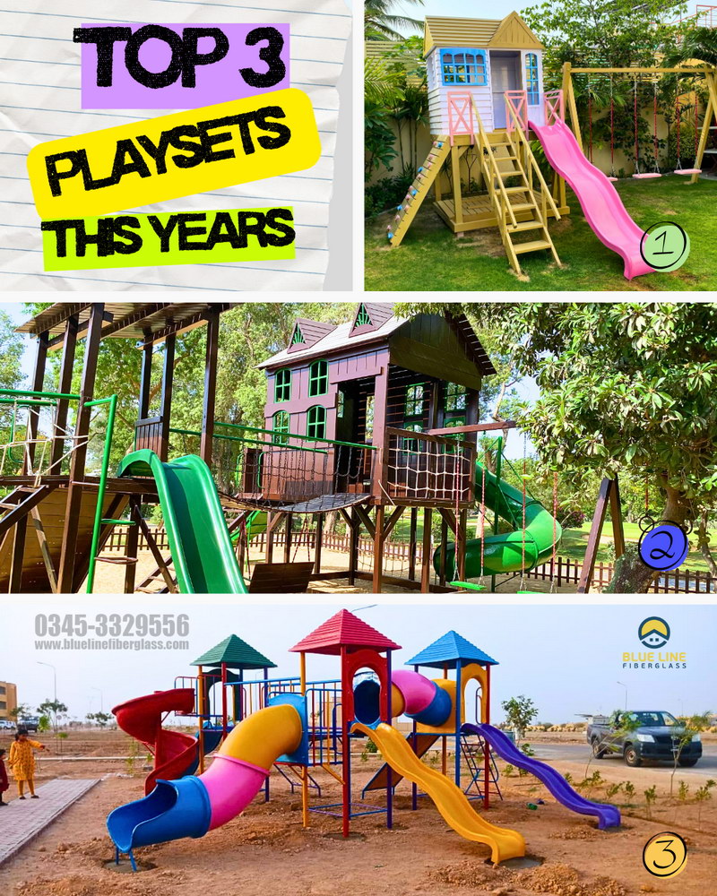 top 3 playset this years playground equipments Blue Line Fiberglass Karachi Pakistan