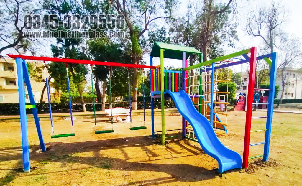Jungle Gym Swing Slide Monkey bar Blue Line Fiberglass Karachi