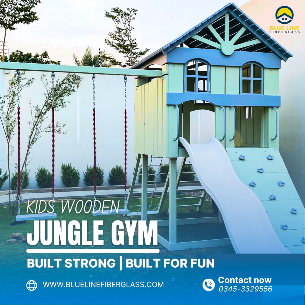 CHILDRENS JUNGLE GYM Swing Slide Climber Blue Line Fiberglass Karachi Pakistan