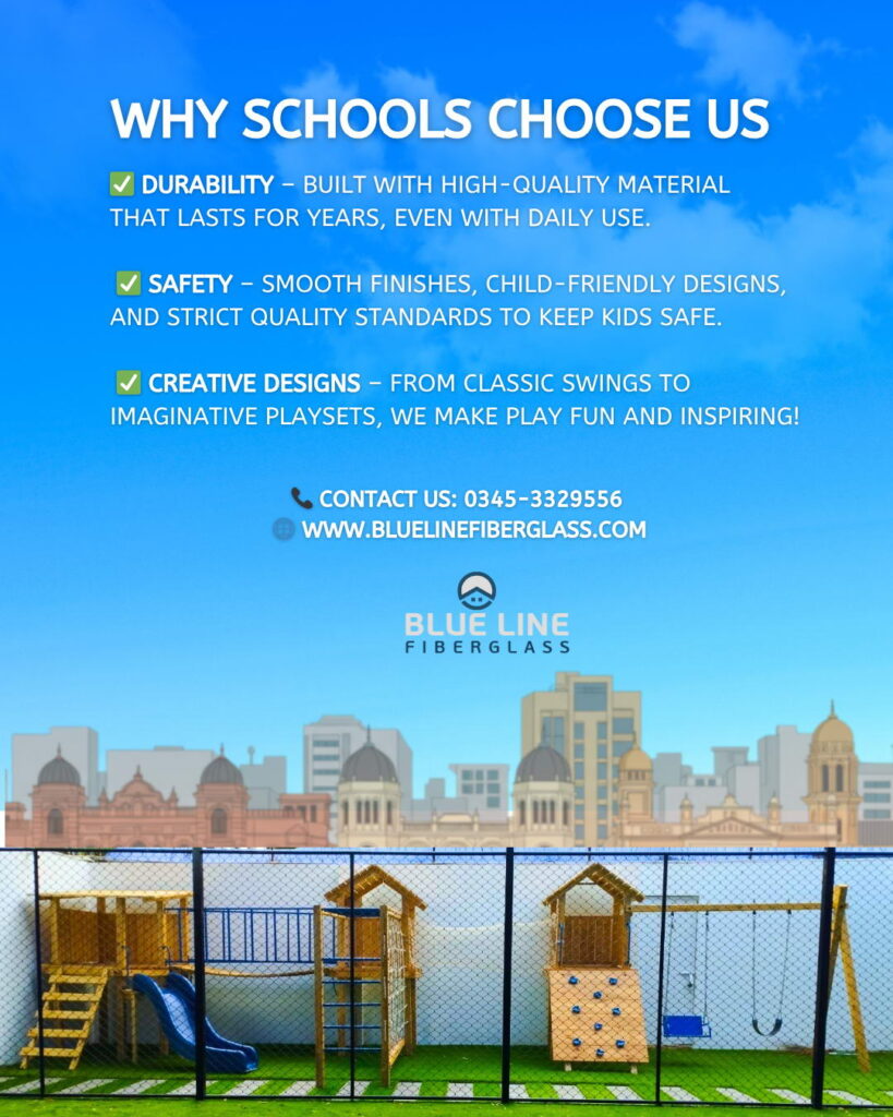 Playground Equipments for Schools Blue Line Fiberglass Karachi Pakistan