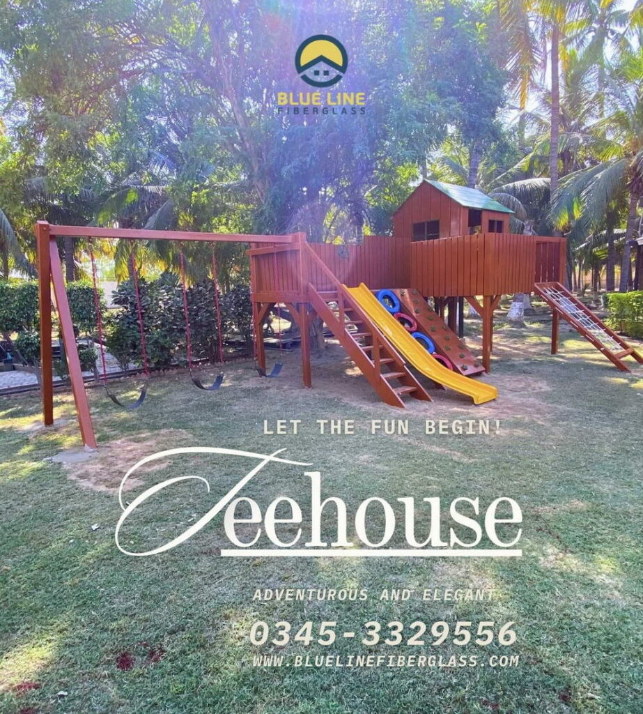 wooden treehouse jungle gym Blue Line Fiberglass Karachi Pakistan