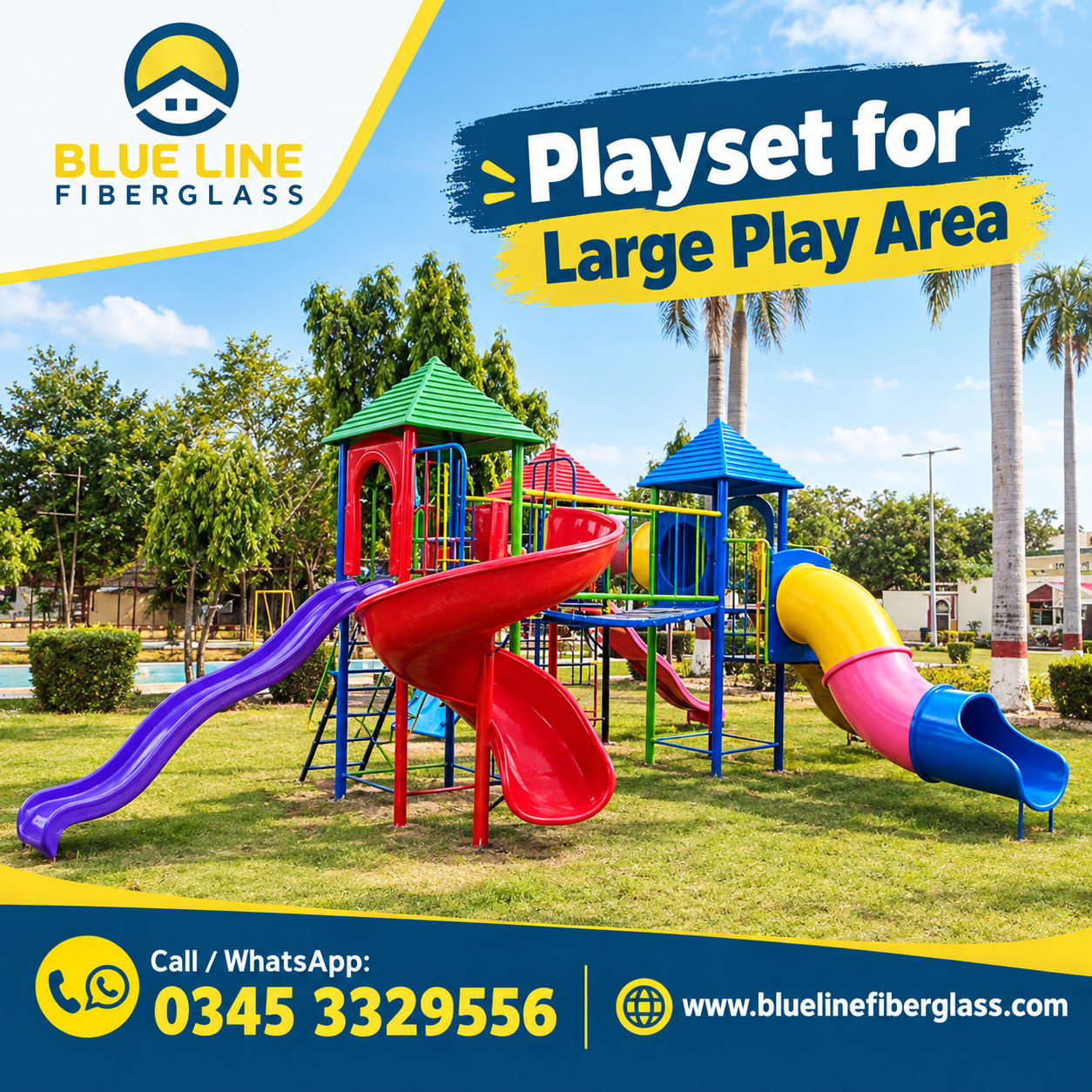 Playset for Large Play Blue Line Fiberglass Kids Playground Equipment Manufacturer in karachi